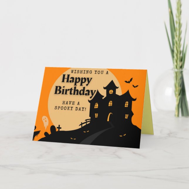 Haunted House Halloween Birthday Card (Front)