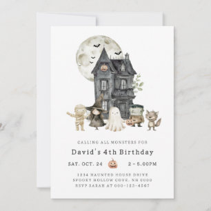 Haunted House Halloween Birthday Invitation