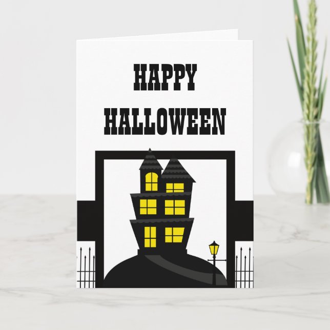 Haunted House Halloween Card (Front)