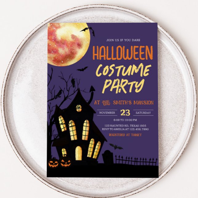 Haunted House Halloween Costume Party Invitation (Halloween Costume Party Invitation)
