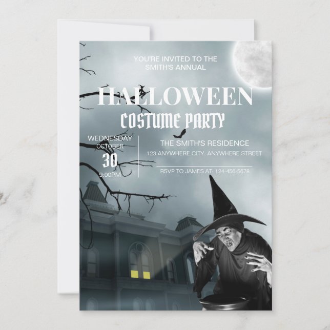 Haunted House Halloween Costume Party Invite (Front)
