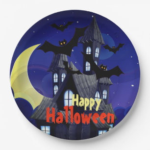 Haunted House Halloween Custom Paper Plates