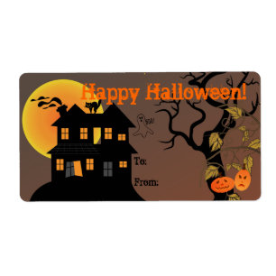 Haunted House Halloween Gift Tag Label