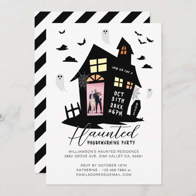 Haunted House Halloween Housewarming Party Photo Announcement (Front/Back)