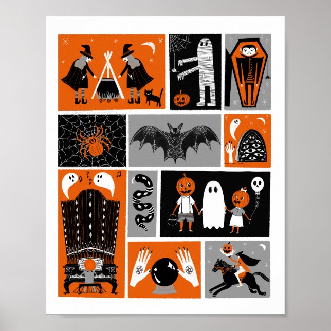 Haunted House Halloween illustration Poster (Front)
