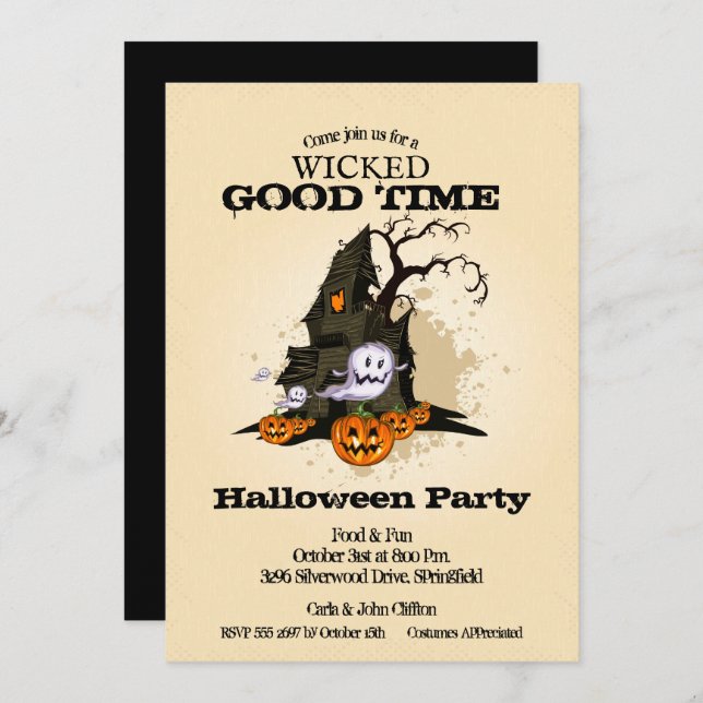 Haunted House Halloween Invitation (Front/Back)