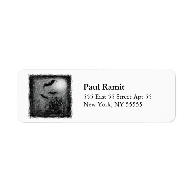 Haunted House Halloween Label Grey (Front)