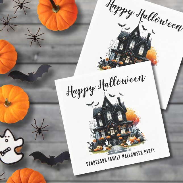 Haunted House Halloween Napkin (Haunted House Halloween Napkins)