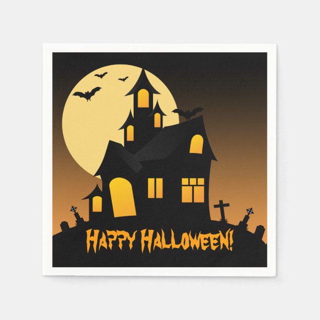 Haunted House Halloween Paper Napkins (Front)