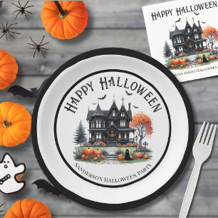 Haunted House Halloween Paper Plate