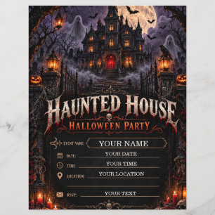 Haunted House Halloween Party Gothic Horror Flyer