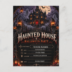 Haunted House Halloween Party Gothic Horror Postcard