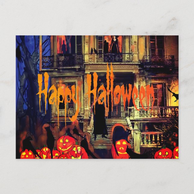 Haunted House Halloween Party  Holiday Postcard (Front)