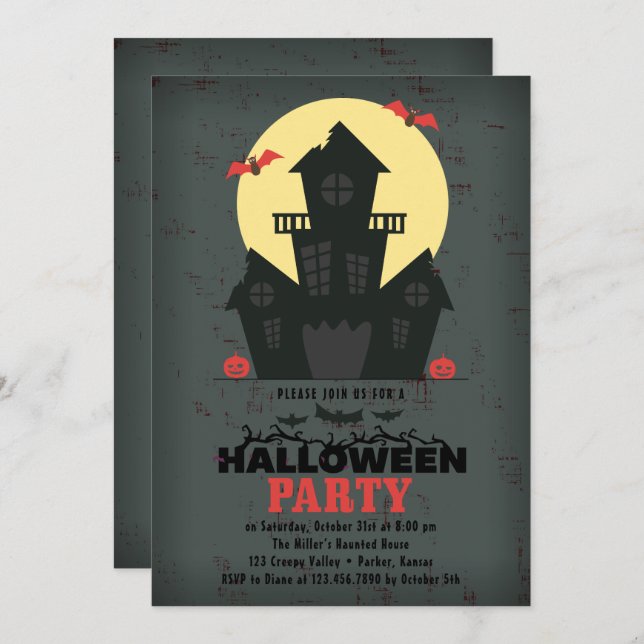 Haunted House Halloween Party Invitation (Front/Back)