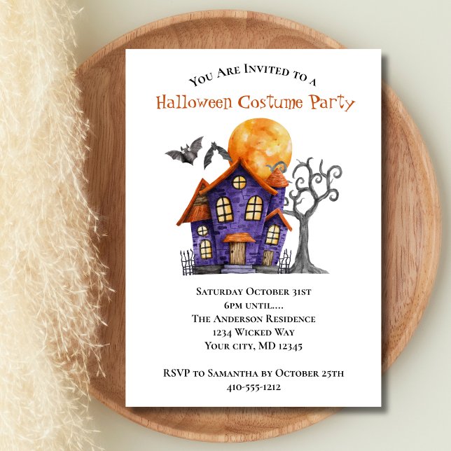 Haunted House Halloween Party Invitation (Haunted House Halloween Costume Party Invitation. Printed or Digital Download)
