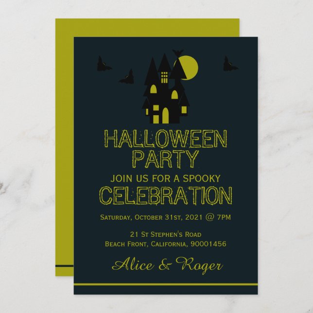 Haunted House, Halloween Party Invitation (Front/Back)