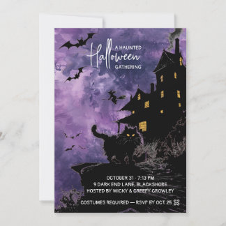 Haunted House Halloween Party Invitation – Purple