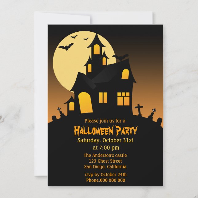 Haunted House Halloween Party Invites (Front)
