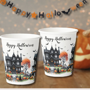 Haunted House Halloween Party Paper Cups