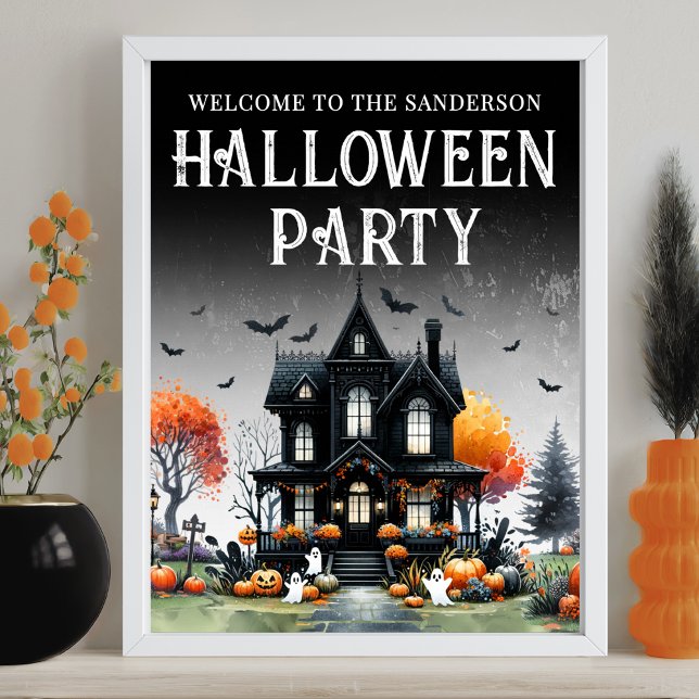 Haunted House Halloween Party Sign (Haunted House Halloween Party Sign)