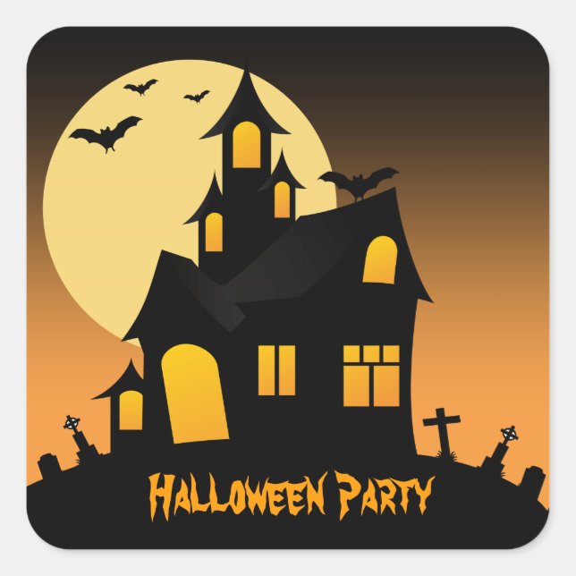 Haunted House Halloween Party Sticker (Front)