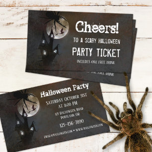 Haunted House Halloween Party Ticket Business Card