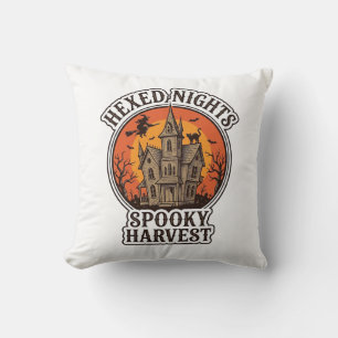 Haunted House Halloween Shirt Vintage Engraving De Cushion