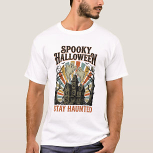 Haunted House Halloween Shirt with Vintage Ghost P