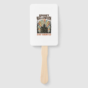 Haunted House Halloween Shirt with Vintage Ghost P Hand Fan