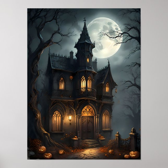 Haunted House – Halloween Spooky Gothic Poster (Front)