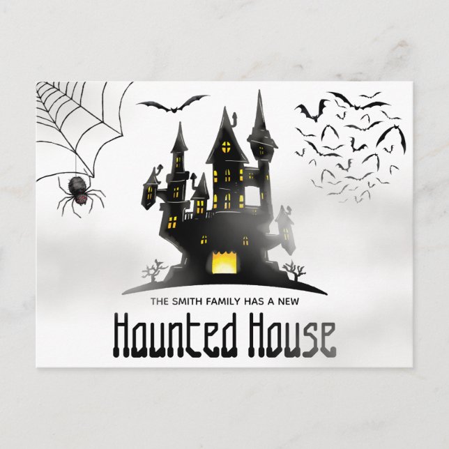 Haunted House, Halloween Themed Moving Annoucement Postcard (Front)