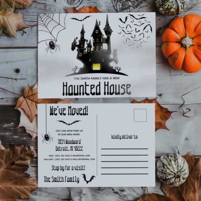 Haunted House, Halloween Themed Moving Annoucement Postcard (Creator Uploaded)