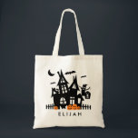 Haunted House Halloween Trick Or Treat Canvas Bag<br><div class="desc">Cute Halloween haunted house design canvas bag,  personalised with child's name. These reusable canvas bags are a great one time investment and can be used year after year.  See all of our trick or treat bag designs here:</div>