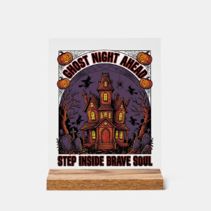 Haunted House Halloween Vintage Engraving Design_1 Acrylic Sign