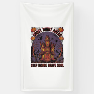 Haunted House Halloween Vintage Engraving Design_1 Banner