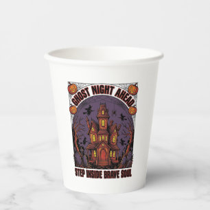Haunted House Halloween Vintage Engraving Design_1 Paper Cups
