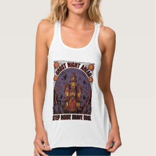 Haunted House Halloween Vintage Engraving Design_1 Singlet