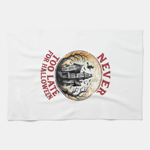 Haunted House Halloween Vintage Engraving Shirt_1 Tea Towel