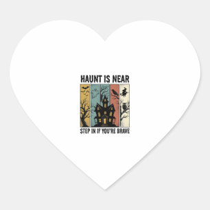 Haunted House Halloween Vintage Engraving Spooky D Heart Sticker