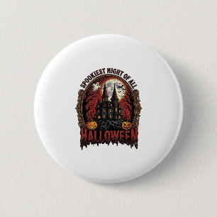 Haunted House Halloween Vintage Engraving Spooky N 6 Cm Round Badge