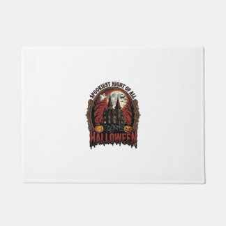 Haunted House Halloween Vintage Engraving Spooky N Doormat