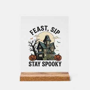 Haunted House Halloween Vintage Engraving Spooky S Acrylic Sign