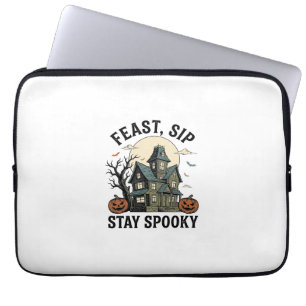 Haunted House Halloween Vintage Engraving Spooky S Laptop Sleeve