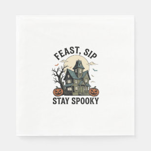 Haunted House Halloween Vintage Engraving Spooky S Napkin