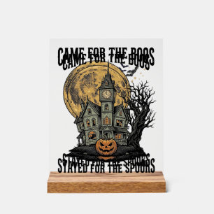 Haunted House Halloween Vintage Engraving Spooky T Acrylic Sign