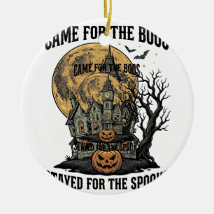 Haunted House Halloween Vintage Engraving Spooky T Ceramic Tree Decoration