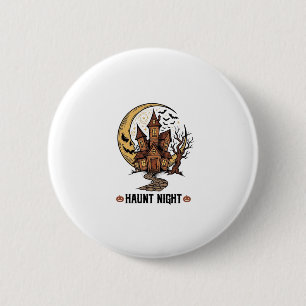 Haunted House Halloween Vintage Engraving White Sh 6 Cm Round Badge