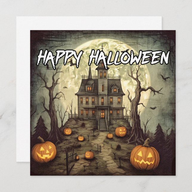 Haunted House | Happy Halloween Card (Front/Back)