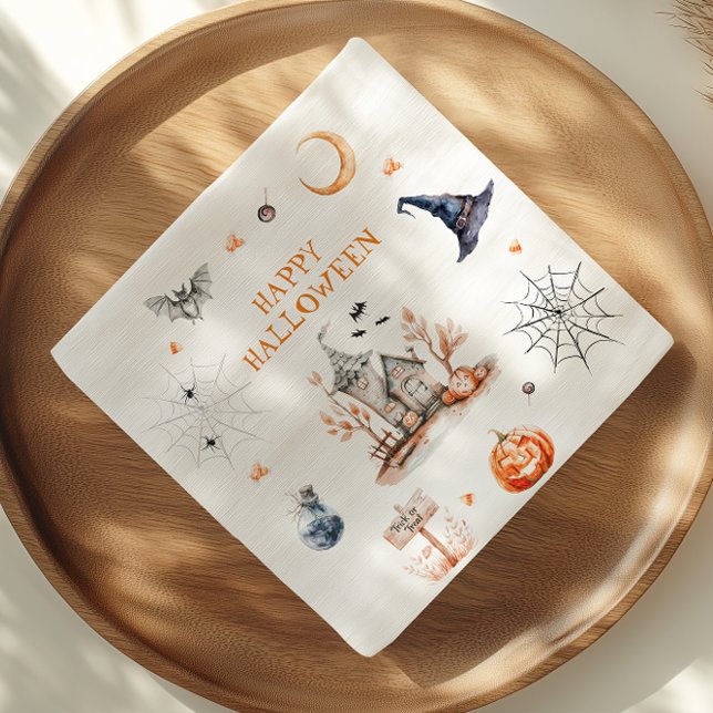 Haunted House Happy Halloween Napkin (Creator Uploaded)