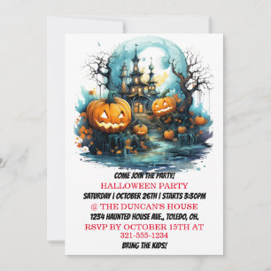 Haunted House Happy Halloween Party Invitations